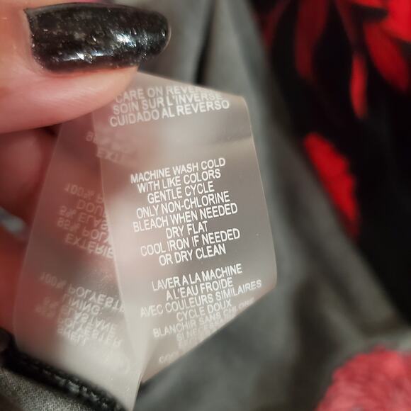 Tommy Hilfiger Floral Maxi Dress Size 8P Black Red Dark Romance Whimsigoth Party - Picture 8 of 11